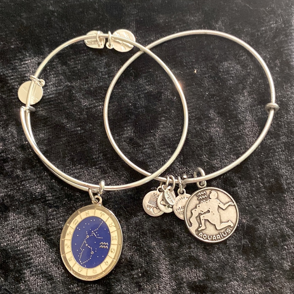 Alex and Ani Aquarius silver bangle bracelets